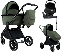 Детская коляска Pituso Mayla Plus 4 в 1 с автокреслом Baesa Black и базой Deep Green/Black