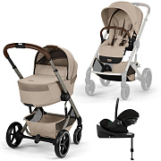 Коляска Cybex Balios S Lux Fold Cot TPE Cloud G3 Magic Black Base G3 4 в 1 Almond Beige с дождевиками