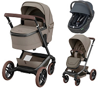 Детская коляска Maxi-Cosi Fame 3 в 1 с автокреслом Coral 360 Essential graphite Twillic Truffle/Трюфель(беж)