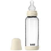 Стеклянная бутылочка Bibs для кормления с силиконовой соской, средний поток, 240 мл 50201216 Ivory