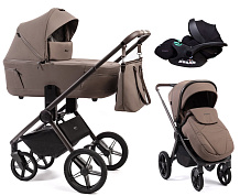Детская коляска Peppy Monaco Thermo 3 в 1 с автокреслом Verona Black Mocca (кофе), рама серо-коричневая