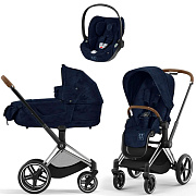 Коляска Cybex Priam IV Cloud T i-Size Fashion Collections Rebellious Luxury Denim Blue 3 в 1 Chrome Brown
