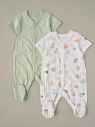 Комбинезон на кнопках короткий рукав Little Star Морское царство 2 шт 7062-2 (ЧЗ-мз) белый/мятный 56