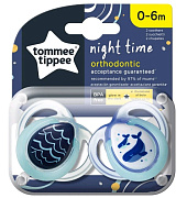 Соска-пустышка силиконовая ночная Tommee Tippee Night Time, 0-6 мес., 2 шт. TT0174-BALENUTE