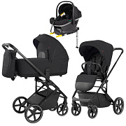 Коляска Carrello Alfa CRL-6522 2025 Nova DK791 Grey Line с базой Isofix 3 в 1 Rock Black