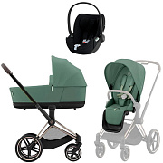 Коляска Cybex Priam IV Rosegold complete Cloud T Sepia Black Plus Base T 3 в 1 Leaf Green