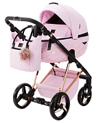 Детская коляска Adamex Quantum Superstar Deluxe 3 в 1 Q-STAR136-K (РОЗОВ.ЗЕФИР КОЖА+РОЗОВ.ДНО+РОЗОВ.ЗОЛОТО РАМА)
