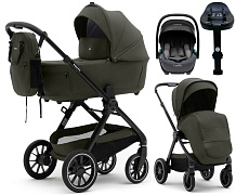 Коляска Agex Prima Pro 4 в 1 с автокреслом i-Safe S Grey и базой APF664 Green (Зеленый)