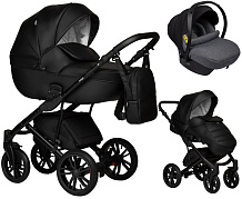 Детская коляска Indigo Mio Eco 3 в 1 с автокреслом Avionaut Cosmo Grey 01 черная кожа