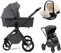 Детская коляска Peppy Monaco Plus 3 в 1 с автокреслом Verona Beige Antrazit (графитовый), рама серая