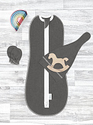 Комплект для новорождённого Mjolk Графитовый серый пеленальный кокон, шапочка, антицарапки 56