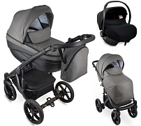 Детская коляска Bexa Ideal Eco 3 в 1 с автокреслом Avionaut Cosmo IE06 черный+т.серая кожа