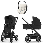 Коляска Cybex Talos S Lux BLK complete Cloud T Off White Plus 3 в 1 Moon Black с дождевиками