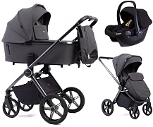 Детская коляска Peppy Monaco 3 в 1 с автокреслом Rise Black Antrazit (графитовый), рама серая