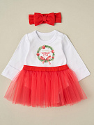 Комплект для девочки Little Star Мой первый новый год 715216 (ЧЗ-мз) белый/красный 62