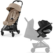 Коляска Cybex Coya Matt Black Frame Cloud T i-Size Sepia Black 2 в 1 Cozy Beige с дождевиком и бампером