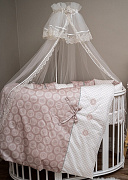 Комплект в кроватку Lappetti Ривьера для овальной и прямоугольной кроватки 6 предметов розовый