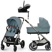 Коляска Cybex Balios S Lux TPE complete Cloud G Stone Grey Plus Base G 4 в 1 Stormy Blue с дождевиками