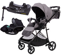 Прогулочная коляска Peppy Amici с автокреслом Verona Black и базой Grey рама Black Chrome