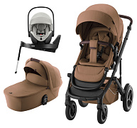 Коляска 3 в 1 Britax Roemer Smile 5Z LUX и автокресло Baby-Safe PRO LUX Linen Grey + Vario Base 5Z Warm Caramel