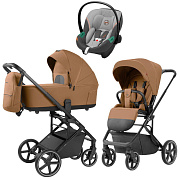 Коляска Carrello Alfa CRL-6522 2025 Cybex Aton S2 i-Size Lava Grey 3 в 1 Honey Beige