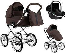 Детская коляска Roan Bass Next Classic d14 2.0 3 в 1 с автокреслом Tutis Elo Black BSNC/93/2 Turkish Coffe/Black/руч.Cappuccino