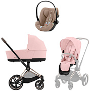 Коляска Cybex Priam IV Rosegold complete и автокресло Cloud G i-Size Almond Beige Plus 3 в 1 Peach Pink