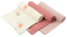Пелёнки муслиновые Buba Kids, 3 шт, 75х75 см BKMUSSW7 Кувшинка розовая/ малина со сливками/ пудра