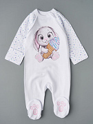 Комбинезон на молнии Little Star 0208 зайка с мороженым, белый 74