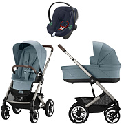 Коляска Cybex Talos S Lux TPE complete Aton B2 Bay Blue 3 в 1 Stormy Blue с дождевиками
