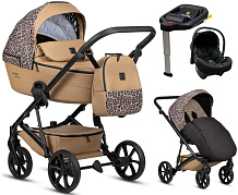 Детская коляска Tutis Viva 6 Plus Wild Elegance 4 в 1 с автокреслом Elo Lux EduSky Black и базой Savannah Brown