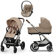 Коляска Cybex Balios S Lux TPE complete Cloud T Cozy Beige Plus 3 в 1 Almond Beige с дождевиками
